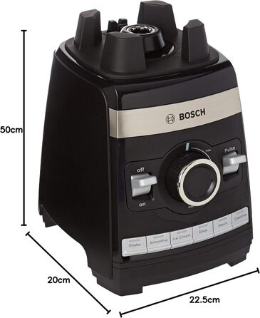 Bosch Stand Mixer VitaBoost MMBH6P6B, 6-Blade Stainless Steel Blades, 2.5L Tritan Mixing Container, Pusher, 6 Automatic Programs, Recipe Book, BPA-Free, Easy Cleaning, 45,000 RPM, 1600 W, black