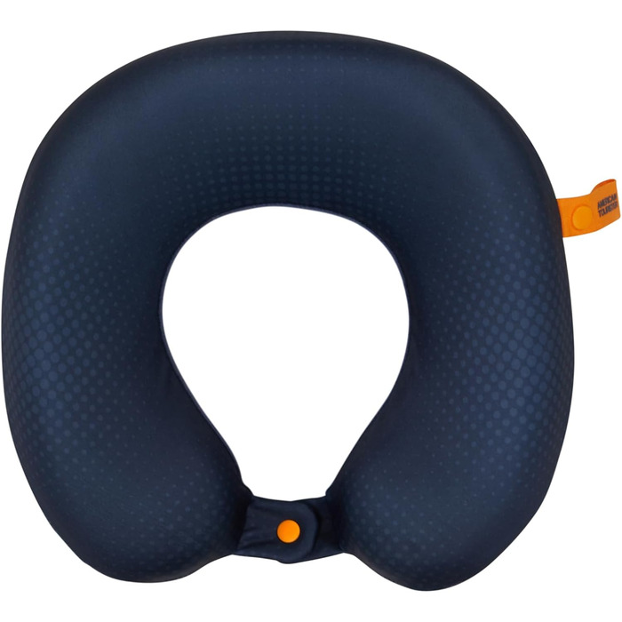 Подушка для шиї American Tourister з Memory Foam, Ергономічна та Комфортна для подорожей (літак, авто, поїзд) - 30 см, Чорний/Сірий, Морська синя/Помаранчевий