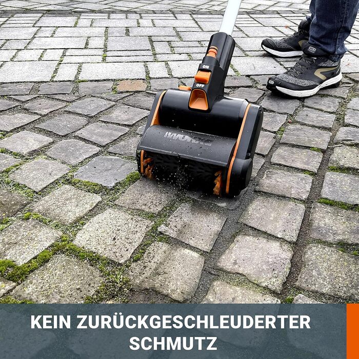 WORX WG441E.9 20V Cordless Multi-Brush - multifunctional surface brush for cleaning stone & wood surfaces & removing weeds - integrated water connection - PowerShare compatible - without battery & charger (includes 4Ah battery & charger)