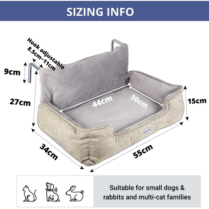 Килимок для котів на батарею Happi N Pets, лежанка для котів, підвісна, бежевий, 55x34x27 см