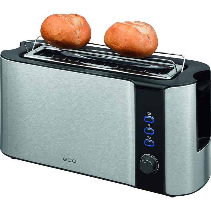 Тостер ECG ST 10630 SS з нержавіючої сталі, чорно-срібний