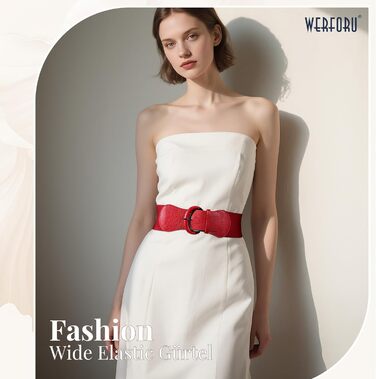 Жіночий широкий еластичний пояс WERFORU для суконь та костюмів (94-107 см, J-червоний)
