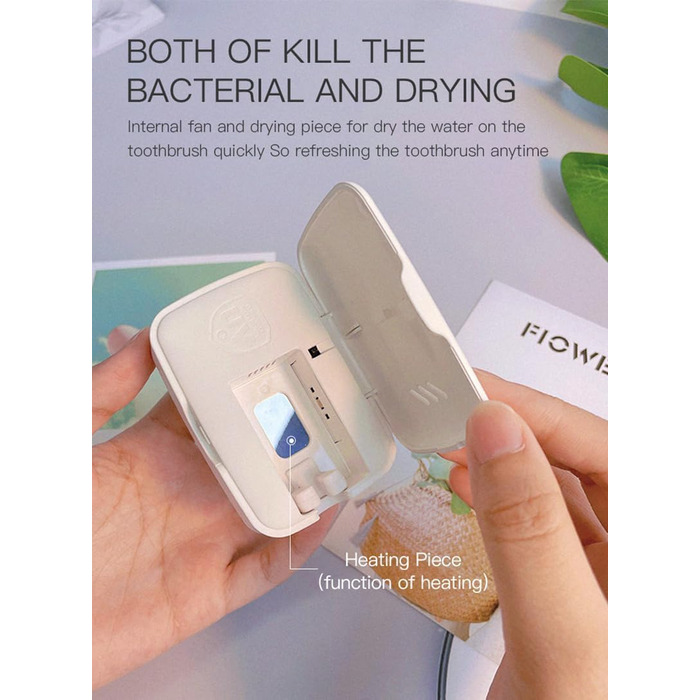 TKMARS Toothbrush Sterilizer with UV Light, Toothbrush Holder, Wall-Mounted, 99.9% Sterilization Rate, Dryable, Suitable for Travel and Family Use