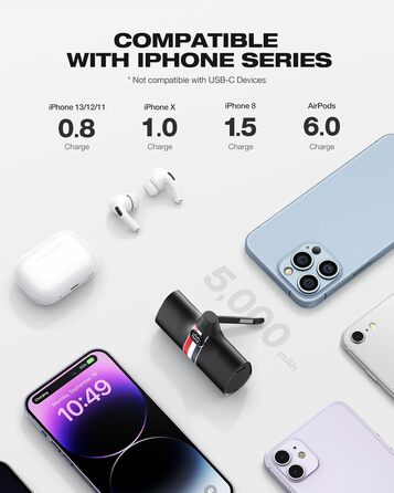Power Bank VIYISI 5000mAh 20W PD з бездротовою зарядкою та LED-дисплеєм, для iPhone 14/12/11/X/8 та інших, білий/чорний