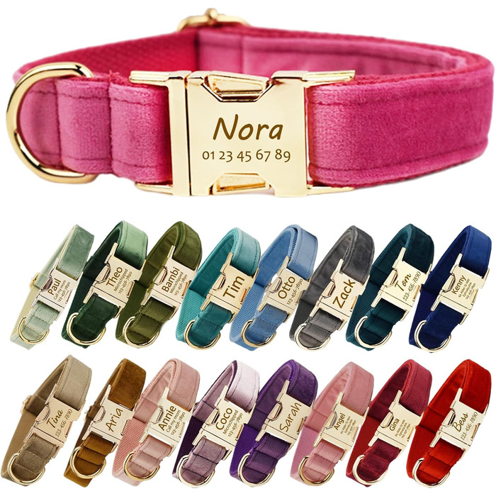 Персоналізоване собаче нашийник з металевою застібкою: напис та номер телефону. Регульовані розміри для собак середніх та великих порід.