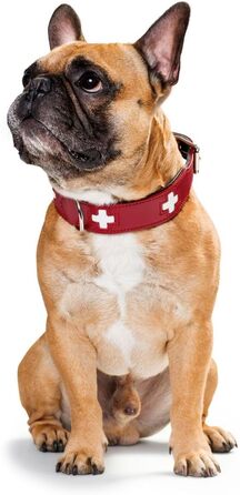 Нашийник для собак HUNTER Swiss, червоно-чорний, м'яка шкіра, ручна робота, розмір M-L (60)