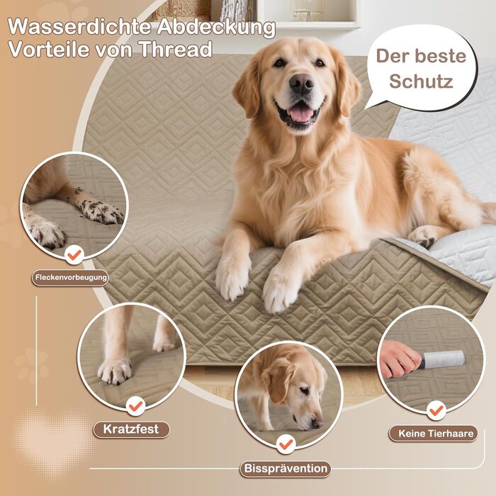 Водонепроникний килимок для собак Gyuro, двосторонній, міцний, для дивану та ліжка, прання дозволено, для собак та котів (Темно-хакі + Хакі, 77 x 178 см)