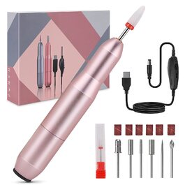 Електрична нігтьова пилка для гелю та нігтів: професійний набір для манікюру та педикюру Rose з USB, 20000 об/хв, регульована швидкість