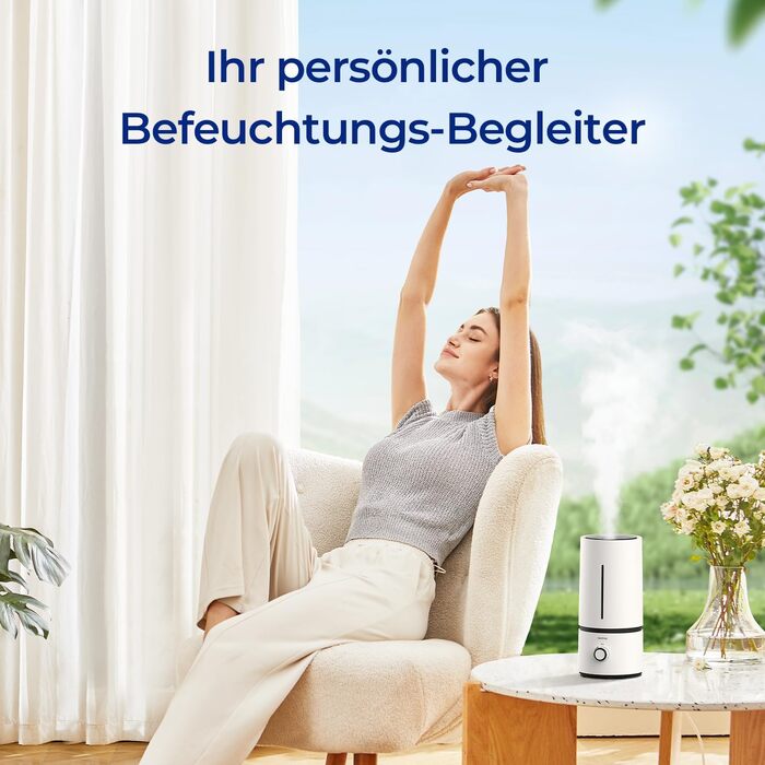 Ультразвуковий зволожувач повітря Raydrop 1.7L - тихий, для спальні та дитячої, для дитини та рослин, автоматичне відключення, білий