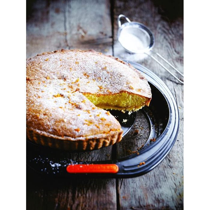 Форма для кішу та пирога Le Creuset, 28 см, антипригарна, зйомне дно, для закваски, з карбоністої сталі, антрацит/помаранчева