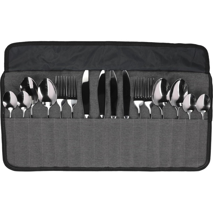 BERGER Cutlery Set Stainless Steel 16-Piece | Camping Cutlery for 4 People | Includes Storage Bag | High-Quality Cutlery