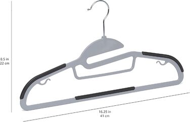 Amazon Basics Rubber-Coated Plastic Hangers, 50-Piece, Gray