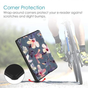 Водонепроникний чохол Fintie для Kindle Paperwhite 10 (2018) з авто-ввімкненням/вимкненням, модель PQ94WIF, з малюнком 'Цвітучий гібіскус'
