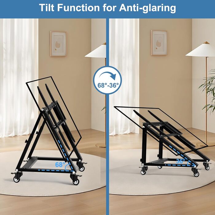 Мобільна підставка для телевізора з колесами, регульована по висоті, VESA 900x600, до 65 дюймів