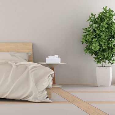 2 x Bamboo Tissue Box, Tissue Box with Sliding Bottom, Tissue Box for Facial Tissues, HxBxT: 7.5 x 24 x 12 cm, white