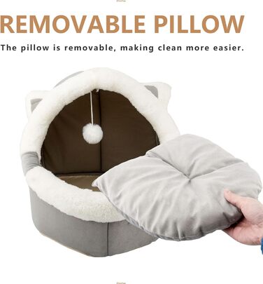 Кішка ліжко для дому з іграшками, лежанка для собак, будиночок для кошенят, знімний м'який подушка, супер м'яка