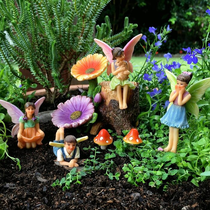 PRETMANN's Garden Fairies – 7-piece set of little fairies and accessories – Colorful supplies