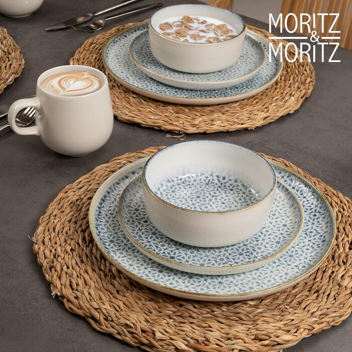 Набір мисок Moritz & Moritz ALHAMBRA 6 шт. блакитні - стильні та міцні миски з порцеляни для мюслі, супів та салатів. Можна мити в посудомийній машині, підходять для мікрохвильової печі, ідеальні для щоденного використання.