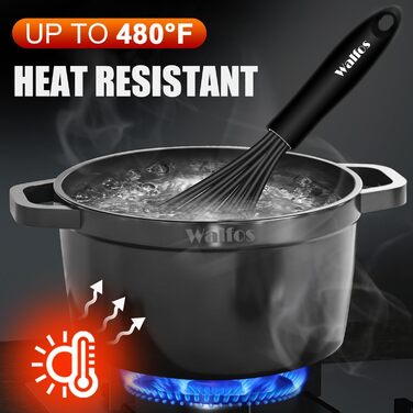 Вінчик кухонний Walfos силіконовий, набір 3 шт. для антипригарного посуду, чорний