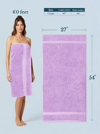 Набір банних рушників Utopia Towels (4 шт.), 100% бавовна, преміум якість 600 г/м², гігроскопічні та м'які, фіолетові