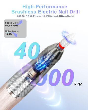 Професійний фрезер для нігтів ENGERWALL M95G: 40000 об/хв, акумулятор 24 год, бездротовий, з LCD, для гелю та акрилу