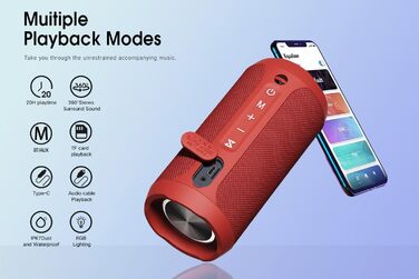EDUPLINK Портативна Bluetooth колонка водонепроникна IPX7 бездротова (Зелена)