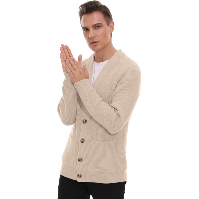 Чоловічий кардиган Sailwind з V-подібним вирізом та кишенями, бежевий, XL