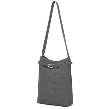 Сумка жіноча Miss Lulu велика шопер Tote Bag з м'якої PU шкіри середнього розміру, сіра (2-2)