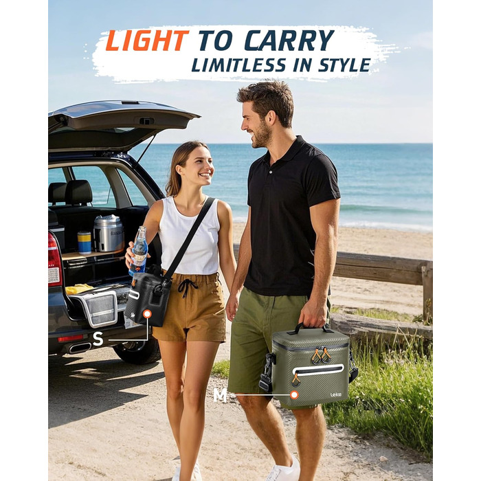 Lekesky 20L Ізольована Сумка-Холодильник – Переносна, Водонепроникна Сумка для Пікніка, Походу, Пляжу, Грилю (B-армійний зелений)