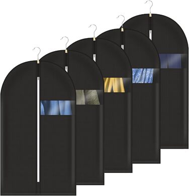 5 шт. Чохли для одягу, 60x140 см, міцні сумки для одягу з блискавкою, дихаючий матеріал, захист для костюмів, пальто, сорочок, зберігання 140x60 см