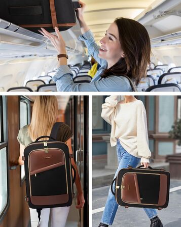 LOVEVOOK Рюкзак ручної поклажі 40L, жіночий водонепроникний рюкзак для подорожей з відділенням для взуття, рюкзак для ноутбука (17.3 дюйми) для школи, роботи, подорожей (чорний+каштанового кольору)