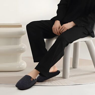 Чоловічі домашні тапочки COFACE з фетру, теплі та зручні, з антиковзною гумовою підошвою, для дому та вулиці, розмір 40-49, чорний, 46 EU