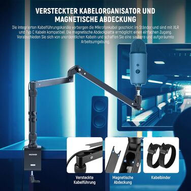NEEWER MST002 Тримач для мікрофона з низьким профілем, регульований, з демпфером, для подкастів, ігор, стрімінгу, з кабелеуправлінням
