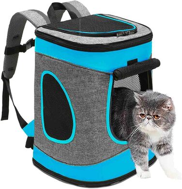 Складана переноска для собак та котів - транспортна сумка для подорожей на авто та літаку. Міцна переноска-рюкзак сіро-зеленого кольору (сіро-блакитного).