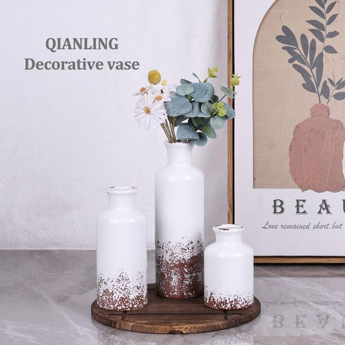 Набір керамічних ваз (3 шт.) сірого кольору для декору інтер'єру, сучасний, рустикальний стиль, для вітальні, кухні, полиці, спальні, ванної кімнати, каміна, столу, передпокою