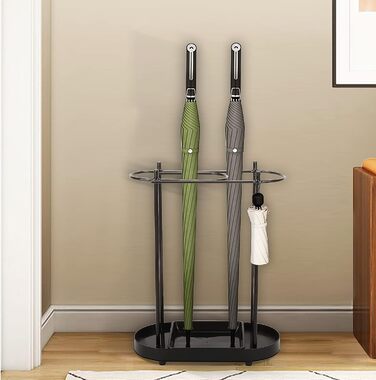 uyoyous Umbrella Stand Metal Umbrella Stand Rain Umbrella Holder 53 x 36 x 18.5 cm Freestanding Umbrella Holder with Rain Tray, Corner Umbrella Stand Black