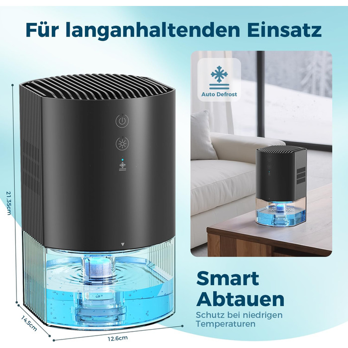 Електричний осушувач повітря AROEVE 990мл з 7-кольоровим підсвічуванням, автоматичним вимкненням та захистом від пролиття - для дому, шафи, ванної кімнати та кухні