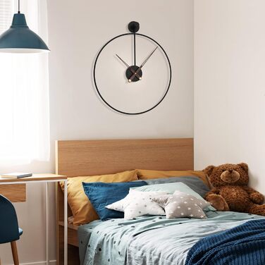 HAITANG Large Modern Living Room Clock, Black XXL Round Metal Wall Clock for Kitchen Office Bedroom, Vintage Wall Clocks, Battery Operated, Silent Clock Movement, Home Decoration, 60 cm