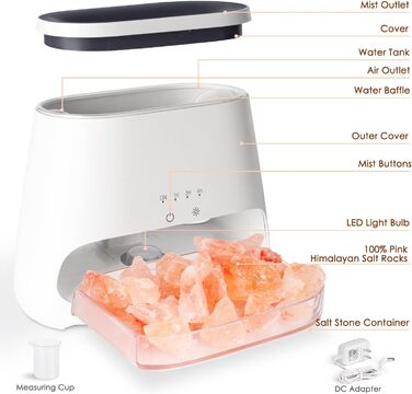 SALKING Аромадифузор 2-в-1 з підсвічуванням, ефект полум'я, для ефірних олій, 150 мл (білий)