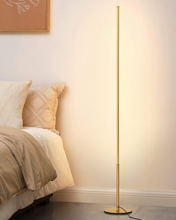 LED торшер Edishine для вітальні, спальні та офісу, 146 см, тепле світло 3000K, диммування, з вимикачем на ніжці, 2 шт. в упаковці, золотий