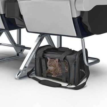 Транспортна сумка для котів та собак, складана переноска з сіткою, чорна