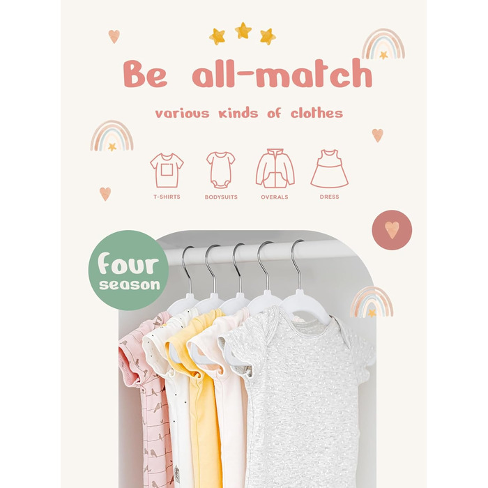 Набір дитячих вішалок для одягу House Day (30 шт.), 28 см, з оксамитовим покриттям, білі