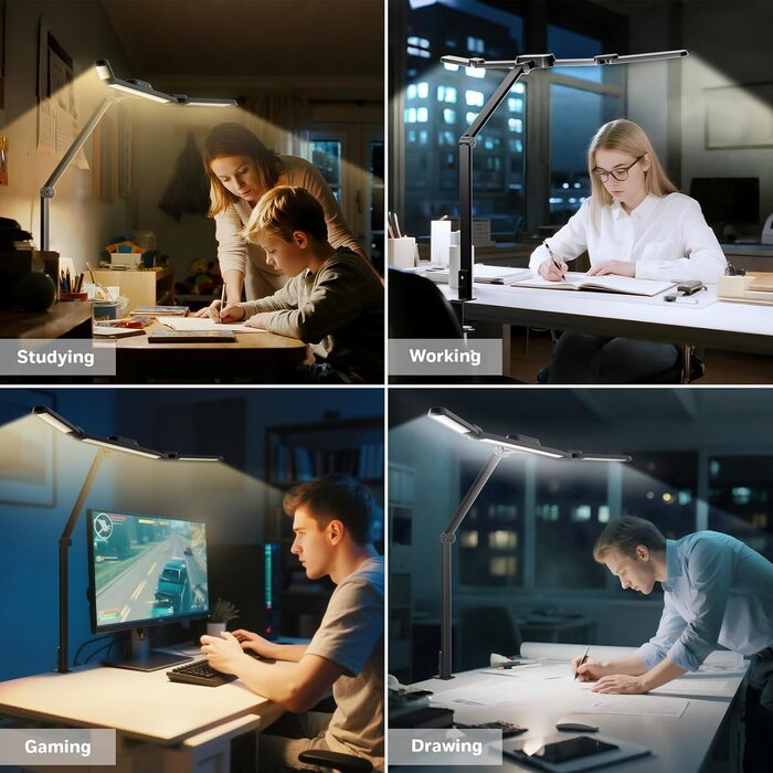 LED лампа Honeywell HJ3 для робочого столу з кріпленням, для архітекторів, офісу та дому. 4 режими, регулювання яскравості, завдання, верстак.