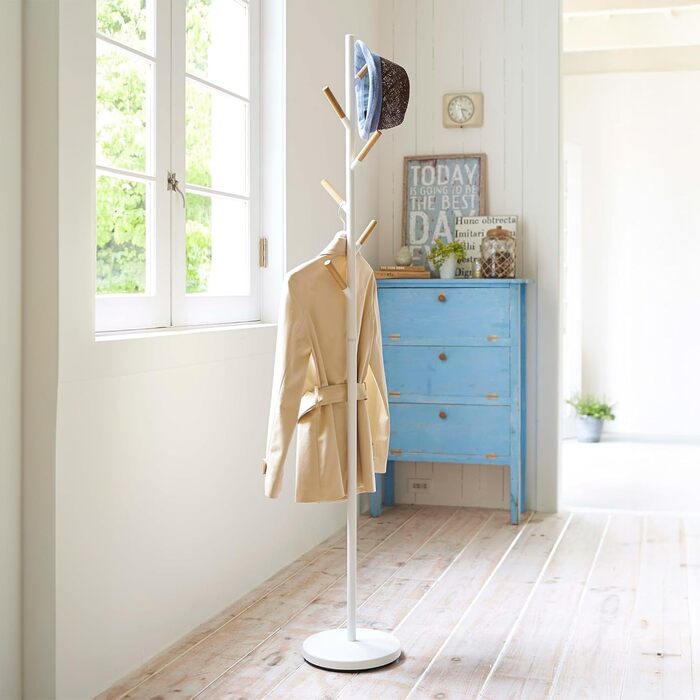 Yamazaki 2814 Plain Wardrobe, white, steel/wood, minimalist, 28 x 28 x 177 cm