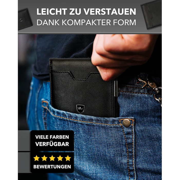 Kronenschein® Slim Wallet with Coin Pocket & RFID Protection | Wallet for Men & Women Small | Cardholder with Money Clip | Mini Wallet | Card Case | Card Wallet | Credit Card Holder
