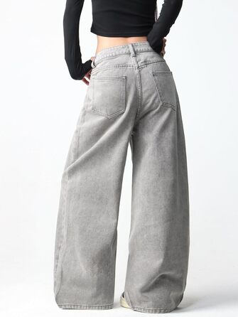 Джинси жіночі Damen Vintage Baggy, широкі, стиль Y2K 90-х, сірі (B25 Grau, XS)