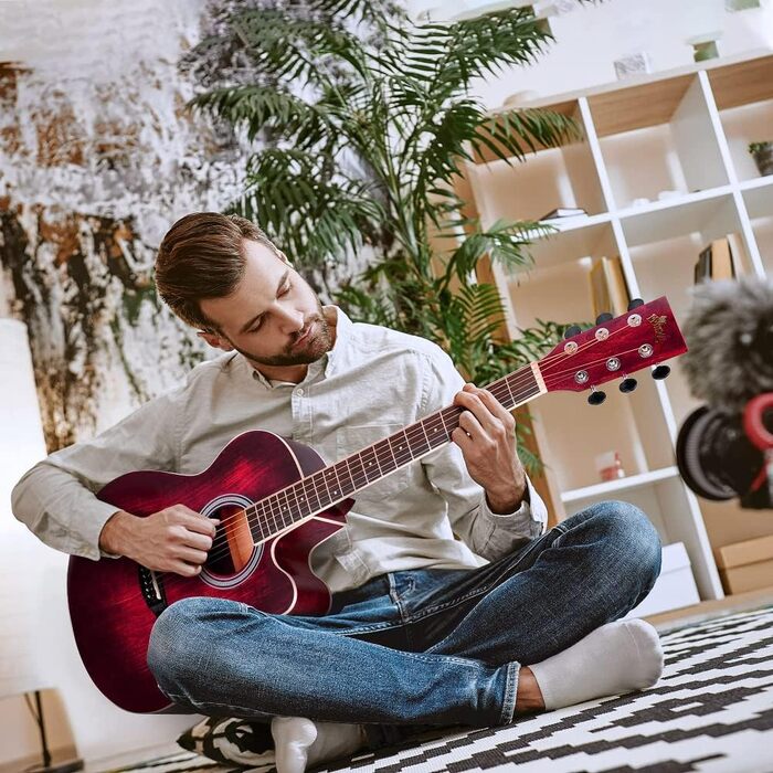 Акустична гітара Winzz, 40 дюймів, блакитно-зелена, для початківців, повний комплект, права рука