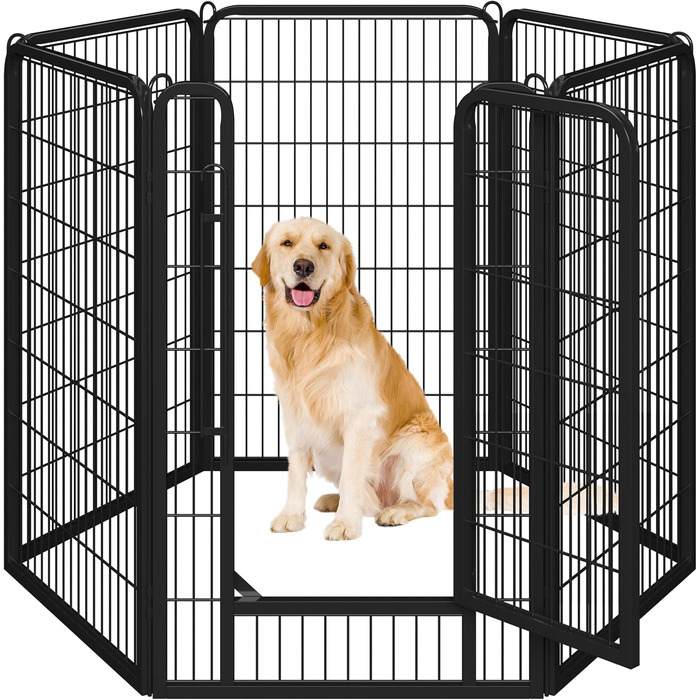 Вольєр для цуценят Yaheetech 16-частинний, 120 см, з автоматичним замиканням, для квартири та саду, чорний