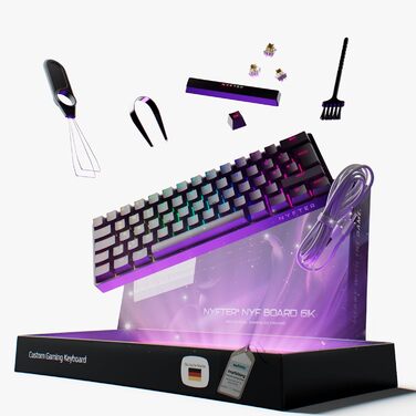 Механічна ігрова клавіатура Nyfter NYFBOARD GEN2 60% Black - Gateron Yellow, Hot-Swappable, RGB, ISO DE Layout