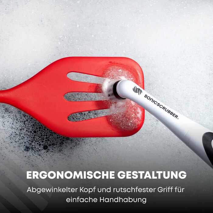 SonicScrubber - Electric Cleaning Brush - Includes 4 Brush Heads - Ideal for All Rooms and Surfaces - AA Batteries Included (Household for Kitchen and Bathroom)
